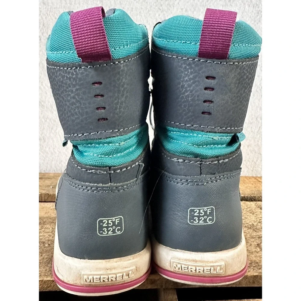 Merrell Kid’s Snow Winter Boots Bank 3.0 Waterproof Aqua Blue Sz 1 M